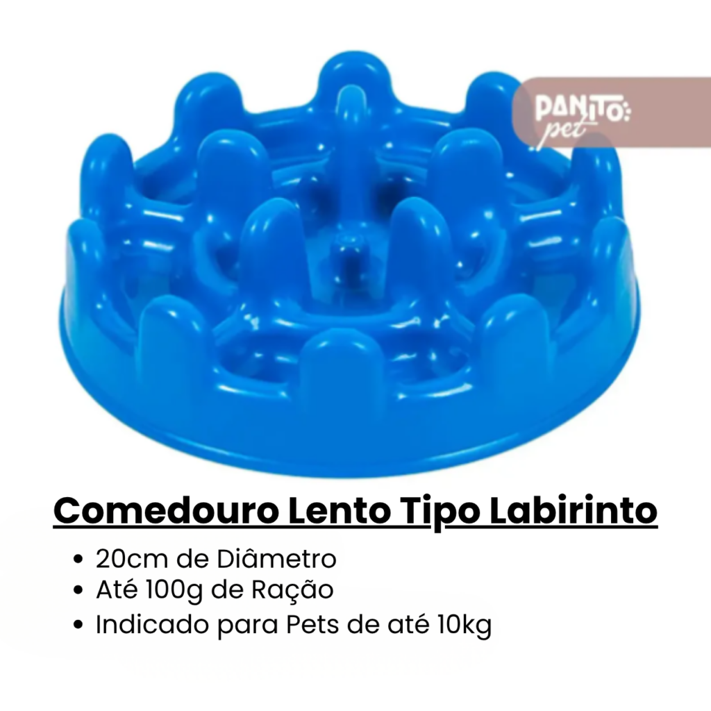 Comedouro lento tipo labirinto azul para cães comerem devagar cor azul