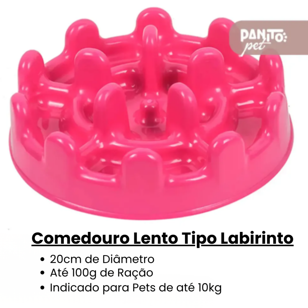 Comedouro lento tipo labirinto azul para cães e gatos comerem devagar cor rosa